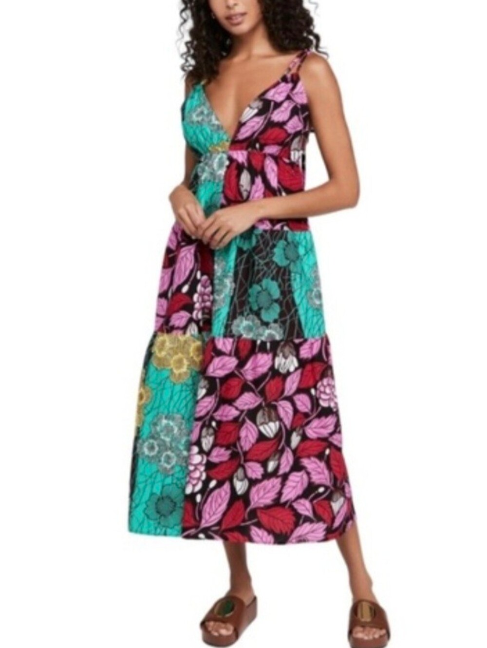 Mangishi Doll Dress Nala Aftican Floral Patchwork Strappy Midi Size 4